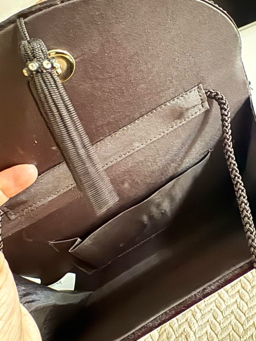 Black Velvet Tassel Crossbody Bag - Picture 6 of 7